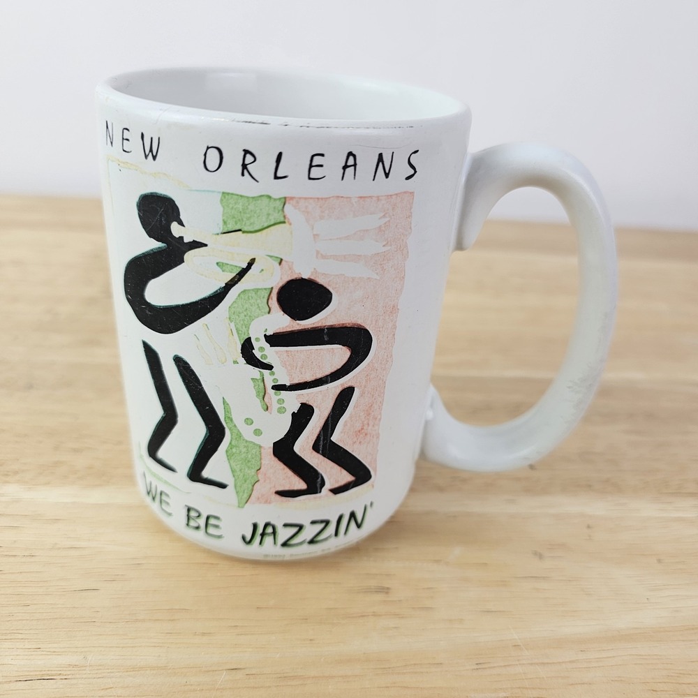 Vintage New Orleans Music Festival We Be‎ Jazzin Jazz Souvenir Coffee Tea Mug